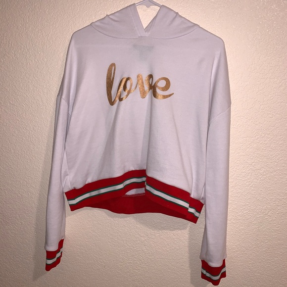 Oversized Love sweater w/ red and green hem - Picture 3 of 7